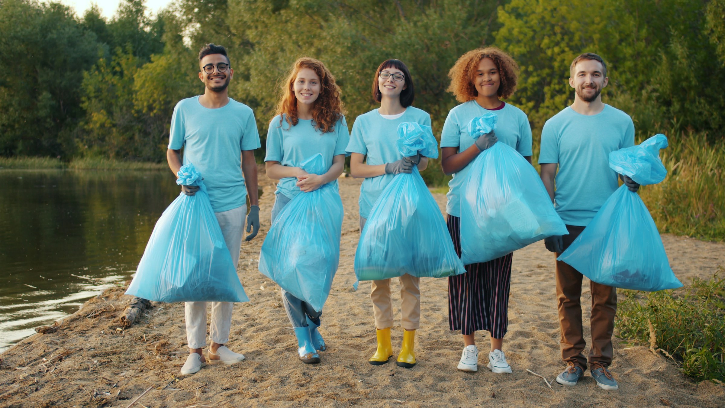 Youth and adults working together on a community project